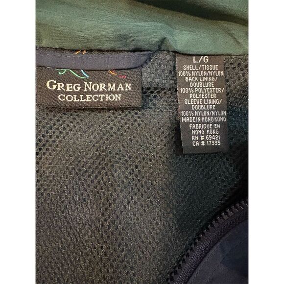 Greg Norman Men's Navy Windbreaker Jacket Size L Lightweight Hooded - Picture 7 of 8